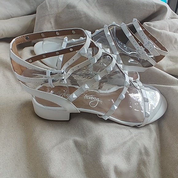 Spike White Gladiator Sandals - Picture 2 of 7